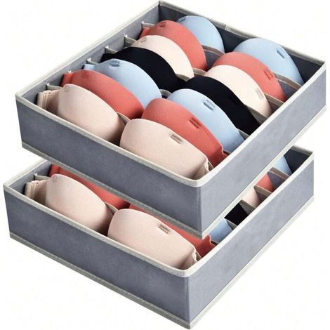 2er-set Schubladenorganizer Für Unterwäsche, Aufbewahrungsbox Für Bhs Mit 7 Fächern, Faltbarer Schrank
