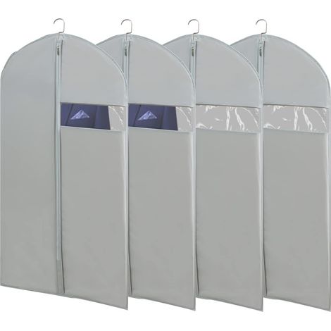Set Aus 4 Kleidersäcken Zur Aufbewahrung In Ihrem Kleiderschrank, 43 Zoll, Grau