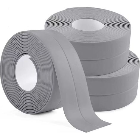 3 Rollen Dichtungsband, Wasserdichtes Bad-dichtband, Selbstklebendes Pvc-abdichtungsband Für Küche, Toilette, Wc Und Badewanne (grau)