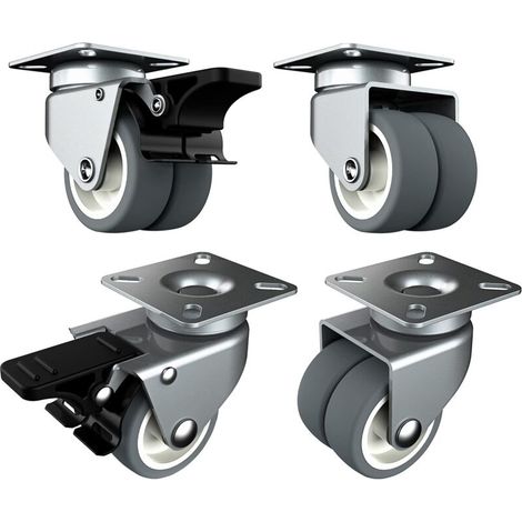 Schwerlast-rollen, 50 Mm, Möbelrollen Mit Sicherheitsbremse, Gesamttragfähigkeit 400 Kg (2 Mit Bremse Und 2 Ohne)