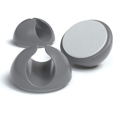 Set Aus 12 Elastischen Und Selbstklebenden Kabelbindern Zur Befestigung Und Verwaltung Von Kabeln. Flexibel Und Grau.