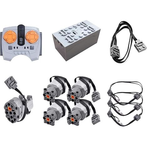 11-teiliges Technik-power-functions-set Mit Fernbedienung, Servomotor, Batteriebox, Verlängerungskabel Und Lichtkabel Für Technik-fahrzeuge