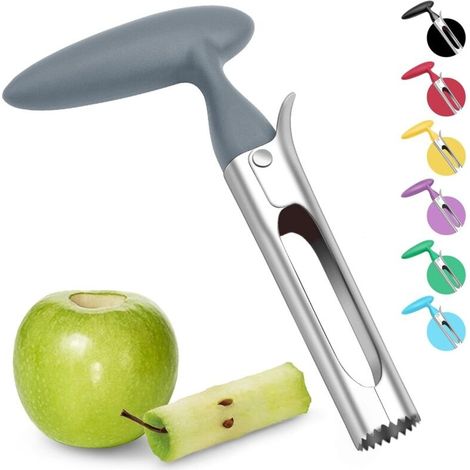 Apfelentkerner Mit Abs-griff, Gezahnte Edelstahlklinge, Kunststoffgriff, Grau