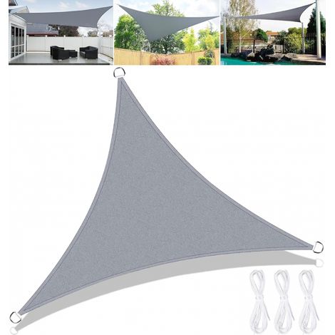 Dreieckiges Schattensegel 3x3x3m, Terrasse Wasserdichtes Schattensegel, Uv-beständig, Schattensegel Garten Für Den Außenbereich Mit Seil, Grau