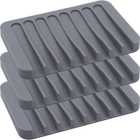 Silikon-seifenschale, Dusche, Kaskade, Selbstablaufend, Für Badezimmer, Küche, Arbeitsplatte, 3 Stück, Grau
