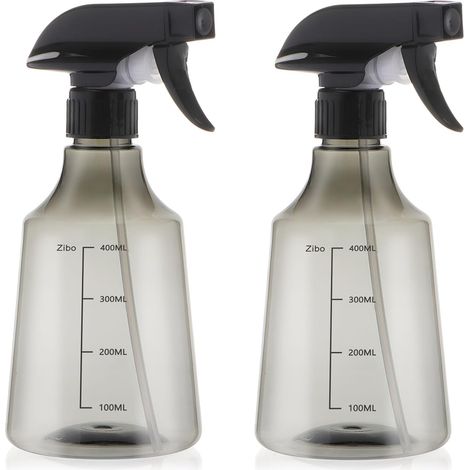 Set Aus 2 Wasserflaschen Mit Feinnebelsprüher Und Blättern Für Pflanzen, Grau