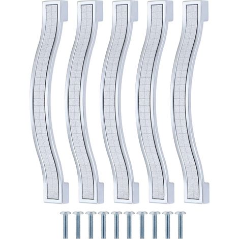 5er-set Schubladengriffe Aus Strass-kristall-legierung Für Kommode, Schrank, Küche Und Garderobe, Silber, 128mm-5stk.