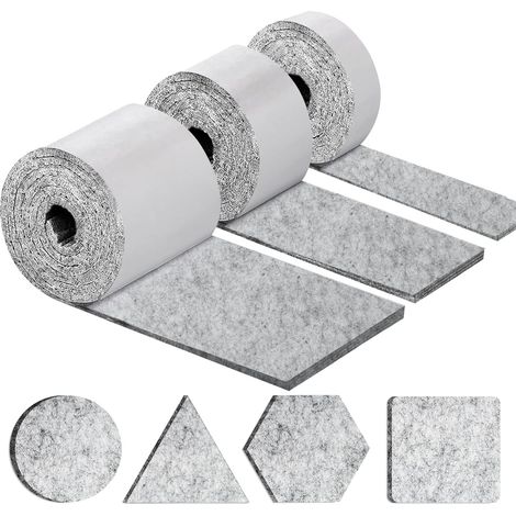 Selbstklebende Möbelfilzgleiter, Möbelstuhlgleiter 3 Rollen (100 X 10 Cm + 100 X 5 Cm + 100 X 2 Cm), Stuhlfilzgleiter 4 Mm Dick