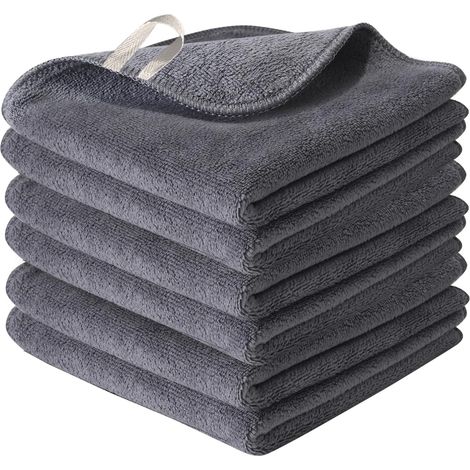 Chiffons, Dicke Saugtücher, Küchentücher, Gewerbliche Servietten, Reinigungstücher, Reinigungstischdecken, 6er-pack Schnell Trocknende, Waschbare Mikrofasertücher, Grau
