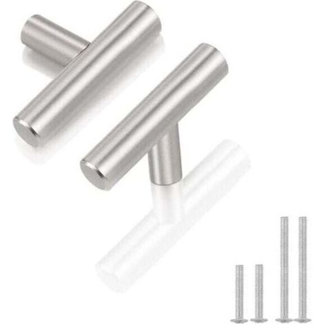 Satz Mit 10 Schubladenknöpfen Aus Satiniertem Nickel, Schrankknöpfe, T-förmige Küchen Griffe, Schrankknöpfe, Küchentürknöpfe Aus Edelstahl