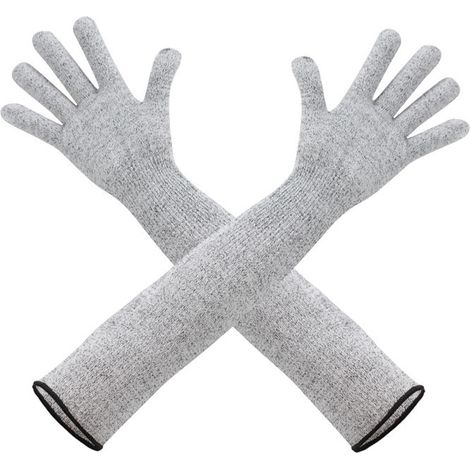 Schnittfeste Handschuhe, Grau, Länge 45 Cm, 2 Paar Schnittfeste Handschuhe Mit Armschutz, Langärmelige Handschuhe