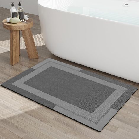 Rutschfester Badteppich, Grau, 40 X 60 Cm, 1 Stück, Rückseite Aus Gummi, Ultraflacher Badteppich, Schnelltrocknend, Super Saugfähig, Waschbar.
