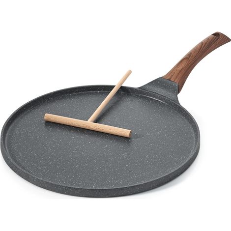 Crêpe-pfanne 26 Cm Mit Schweizerischer Granit-antihaftbeschichtung – Induktionsgeeignet – Crêpière Mit Teigverteiler – Komfortabler Und Ergonomischer Griff