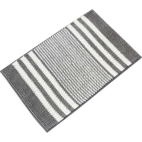 Rutschfester Und Saugstarker Badteppich Aus Weicher Chenille-mikrofaser, Maschinenwaschbar, 40 X 60 Cm, Grau
