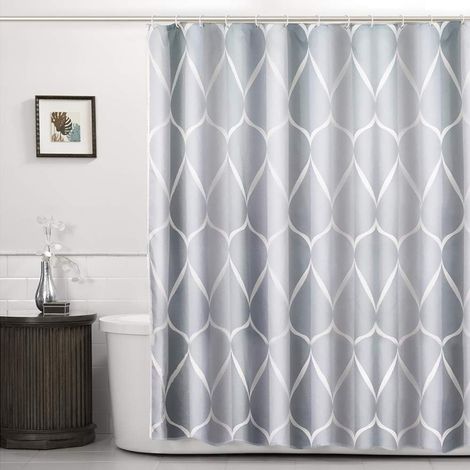 Wasserdichter Duschvorhang Aus Polyester Mit Netz Und Schnelltrocknend, Beschwerter Saum, Langlebiger Und Waschbarer Duschvorhang Für Das Badezimmer, Grau (120×200)