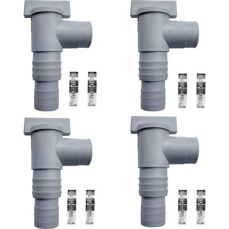 Wartungs-/absperrventil Für Pool Mit 32mm Schlauchanschluss, Absperrhahn Mit 2 Schellen, Doppelschlauch-ventil Plunger Zubehör Für Pool (4er-pack)