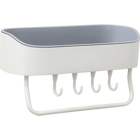 Badezimmer-aufbewahrungsregal, Grau, 27 X 10,5 X 11 Cm, Ohne Bohren, Für Badezimmertür, Duschgel Mit Haken