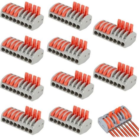 10 Stück Elektrische Steckverbinder, Schnelle 8-adrige Klemmenleiste, Elektrischer Verbinder, Elektrische Steckverbinder, Automatische Anschlussklemmen Mit Hebelbedienung, Für Kabel 0,08-4,0 Mm²