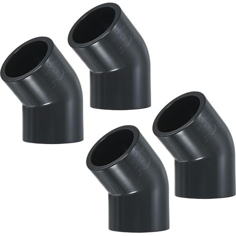 4 Stück 45-grad-adapter, Upvc-rohrverschraubung 45-grad-winkel, Schedule 80, Pvc-rohrverschraubung Für Wasserleitung [grau]