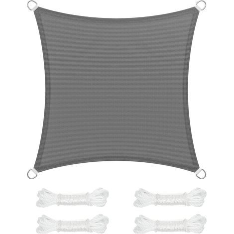 Graues Schattensegel 2x2 Meter, Polyestergewebe, Sonnenschutz, Atmungsaktiv, Wasserdurchlässig, Geeignet Für Terrasse, Garten, Balkon, Camping, Quadratisch, Konkav, Mit Seil