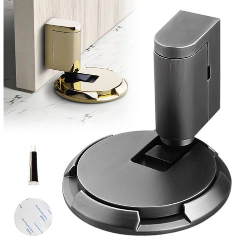 Graue Magnetische Türstopper Aus Zinklegierung, Robuster Magnetischer Türstopper Mit Kleber Und Schrauben, 1 Stück