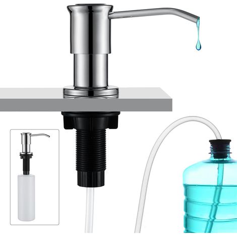 Chromierter Küchen-seifenspender Für Spüle, Integrierter Seifenspender Für Badezimmer Mit 39-zoll-schlauch, Großflasche Mit 17 Oz Fassungsvermögen