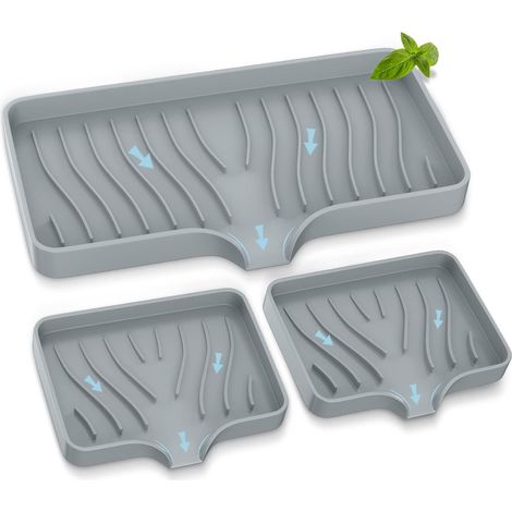 3-teiliges Küchen-spülenablage-set, Selbstablaufende Seifenschale Für Die Küche, Silikon-schwammhalter Für Küchenspüle, Organizer Für Küchen- Und Badezimmerwaschbecken