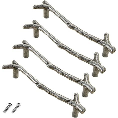 4er-set Vintage-schubladengriffe Aus Zinklegierung Für Schrank, Schublade, Landhaus, Chalet (96 Mm, Silber)