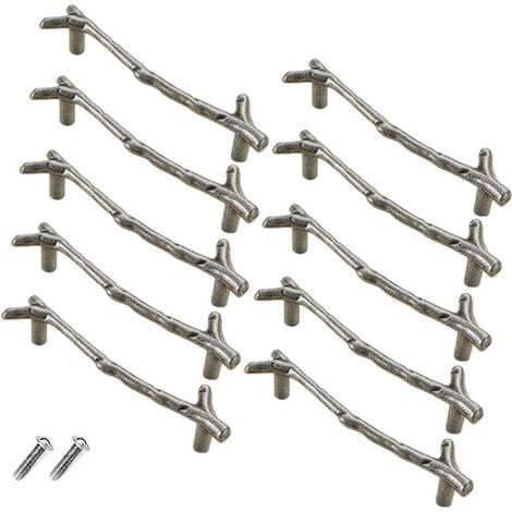 Satz Mit 10 Vintage-schubladengriffen Aus Zinklegierung Für Schrank, Schublade, Landhaus, Hütte (96 Mm, Silber)