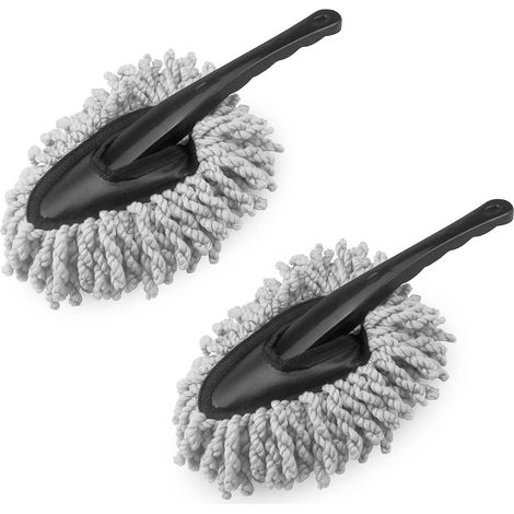2 X Autowachs-bürste, Weiche Mikrofasern-detailbürste, Staubwedel-bürste, Tragbare Auto-staubwedel-bürste, Fahrrad-bürsten, Bootsbürsten (grau)