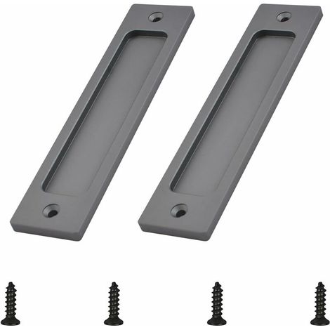 Rechteckiger Aluminium-griff Für Schiebetüren, Versenktes Design, Mattgrau, Einfache Montage Mit Mitgelieferten Schrauben, 2er-pack
