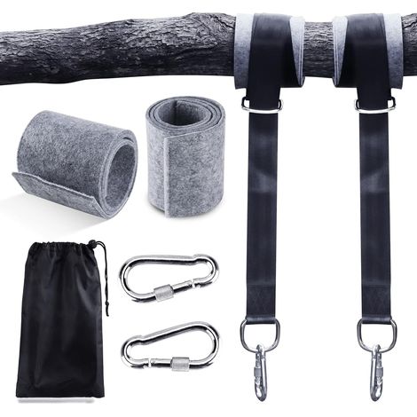 Hängematten-gurte, 2er-set Aufhängeriemen Für Hängeschaukel 2x150cm Ultra Strapazierfähig Mit D-ring Und Extra Dickem Kissen, Zwei Karabinerhaken, Max. Tragkraft 500kg Für Hängematte Und Gartenschauke
