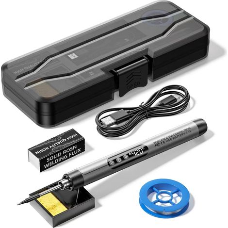 Elektrisches Lötkolben-set, Grau, 1 X Mini-digitales Display, Usb-aufladbar, Kabelloses Werkzeug Zur Reparatur Von Haushaltsgeräten