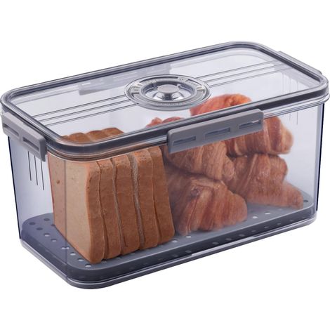 Luftdichte Brotbox Für Die Küchenarbeitsplatte – Aufbewahrung Von Brot, Toast, Bagels, Donuts Und Hausgemachten Keksen Mit Deckel (grau)