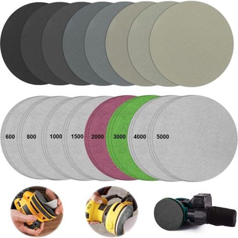 24 Stück Schleifscheiben 125 Mm, Runde Schleifpads, Schleifpapier Körnung 600/800/1000/1500/2000/3000/4000/5000, Nass- Und Trockenschleifpapier Für Metall, Holz, Möbel Und Autos