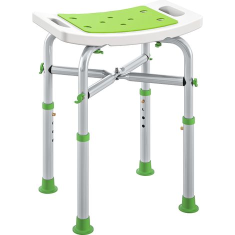 Duschhocker Duschstuhl - Gepolsterter Und Verstellbarer Sitz, Rutschfeste Saugnapffüße, Aus Grünem Aluminium