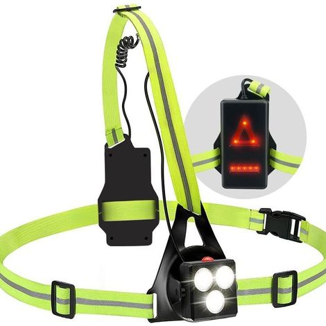Grüne Laufleuchte, Usb-aufladbare Brustlampe Für Outdoor-übungen, Fahrradlampe, Wander- Und Campinglampe.