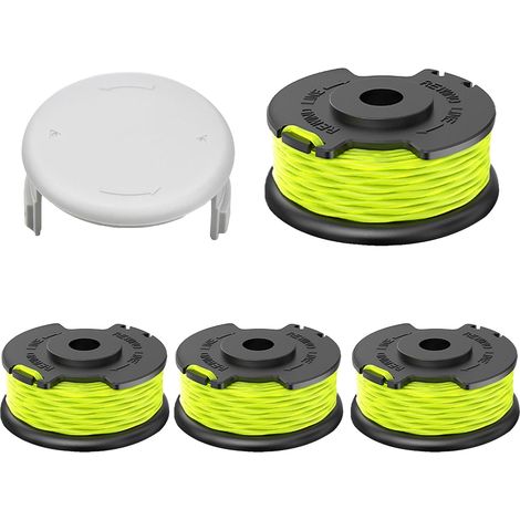 4 Spulen Schneidfaden Für Randtrimmer Kompatibel Mit Ryobi Rac143, Ersatzspule Geeignet Für Ryobi Rlt36b33 & Ry36lt3a-0, Ø2mm-6,1m, Mit Kappe Rac142 (4 Spulen + 1 Abdeckung)