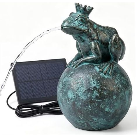 Teichsprudler, Froschbrunnen Teichsprudler Mit Solarenergie Froschkronen-harzdekoration Außenzubehör (4,7 X 4,7 X 8,3 Zoll) Brunnen