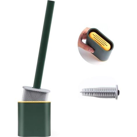 Wc-bürste, Toilettenbürste, Silikon-wc-bürste, Hängende Klobürste, Wc-bürste, Lang Mit Hygienischem Halter, Wasserfilterbasis Und Schnelltrocknend (grün)
