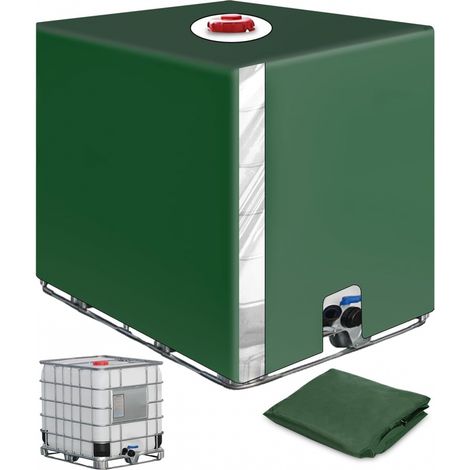 Schutzhülle Für Ibc-container 1.000 Liter, Regenwasserauffangdeckel Mit Transparenter Folie, Grün (116 X 100 X 120 Cm)