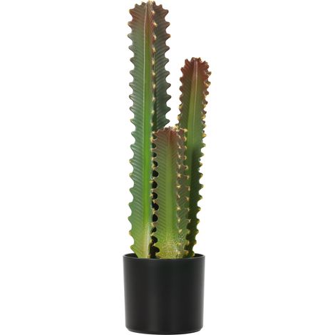 Künstlicher Dekorativer Kaktus, 66 Cm Hoch, Mit Topf Und 3 Grünen Blättern, Ideal Für Die Inneneinrichtung.