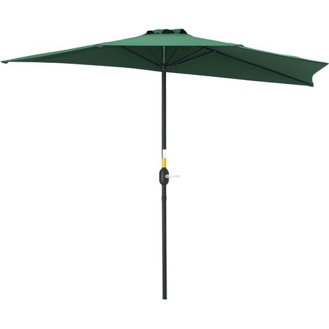Demi-parasol Ø 2,7 M Balkonsonnenschirm Mit 5 Streben, Metall/polyester, Grün
