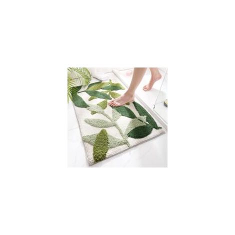 Saunamatten, Rutschfest, 40x60 Cm – Weiche Mikrofaser – Schnelltrocknend – Grünes Blättermuster Für Das Badezimmer