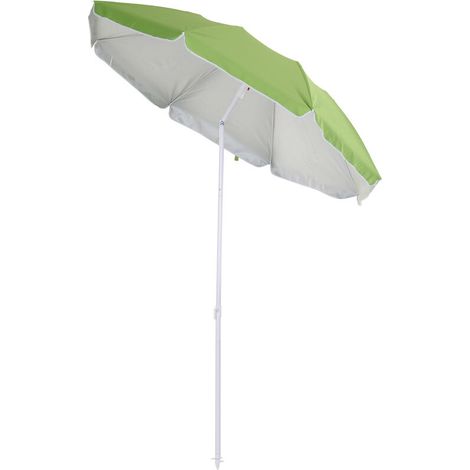 Aufstellbarer Achteckiger Strandsonnenschirm Ø 150 Cm Aus Hochdichtem, Uv-beständigem Polyesterstoff, Mit Abnehmbarem Mast Und Inkl. Transporttasche, Grün
