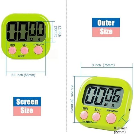 Magnetischer Küchen-timer Mit Großem Lcd-display, Lern-timer Für Die Küche, Lauter Alarm Und Countdown