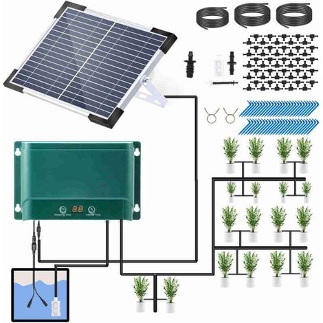 Trywise Solar-tropfbewässerungssystem-kit, Automatisches Bewässerungssystem Mit 30 Betriebsmodi Und 7 Timer-modi