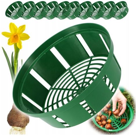 Set Aus 10 Kunststoff-zwiebelkörben - 2 Formen - Für Die Frühjahrsblüte - 18 Cm - Rund