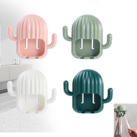 Zahnbürstenhalter, Wandmontierter Zahnbürstenhalter, 4 Stück Wasserdichte, Multifunktionale, Wiederverwendbare Selbstklebende Niedrige Haken, Zahnbürstenhaken Für Das Badezimmer