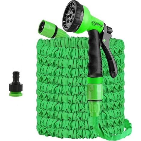 Dehnbarer Gartenschlauch 15 M, Sprühdüse Mit 8 Strahlmodi, Kern Aus 100 % Naturlatex, Beständig Gegen Extreme Temperaturen